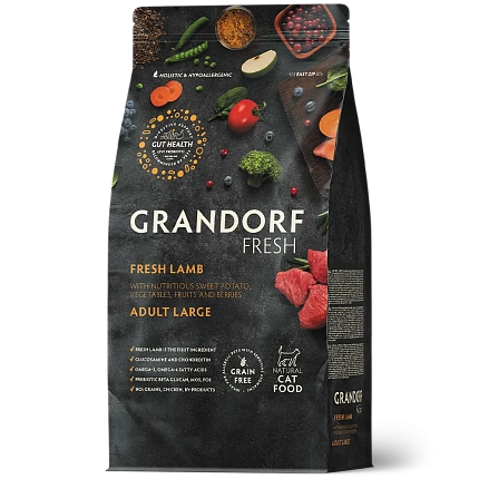 Grandorf Fresh (Грендорф Фреш) Свежее мясо ягненка с бататом для кошек крупных пород